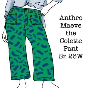 Anthropologie Maeve the Colette pants green and navy plus size 26W